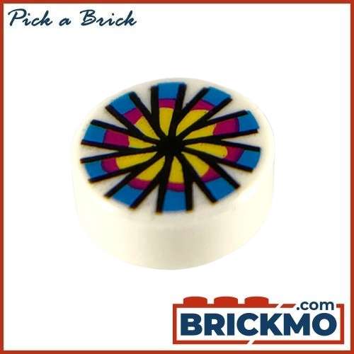 LEGO Bricks Tile Round 1 x 1 with Yellow, Magenta and Dark Azure Flower 98138pb119