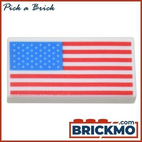 LEGO Bricks Tile 1 x 2 with Groove with United States Flag Pattern 3069bpb0797