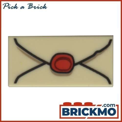 LEGO Bricks Tile 1 x 2 with Groove with Envelope with Red Wax Seal and Dark Tan Highlights Pattern 3