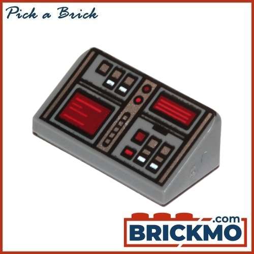 LEGO Bricks Slope 30 1x2x2/3 with Red White and Silver Buttons Dark Red Screens Pattern 85984pb127