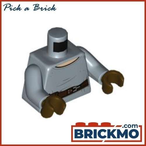 LEGO Bricks Minifigure Torso Shirt Dark Brown Belt with Silver Buckle and Pouches Light Nougat Neck Pattern Sand Blue Arms Dark Brown Hands 973pb5052c01