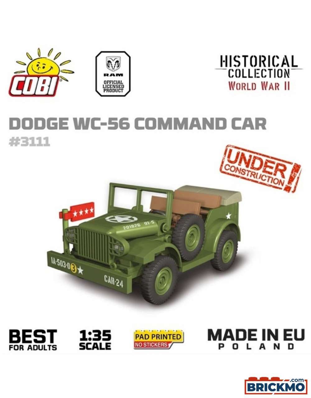 Cobi Historical Collection World War II 3111 Dodge WC-56 Command Car D-Day 3111