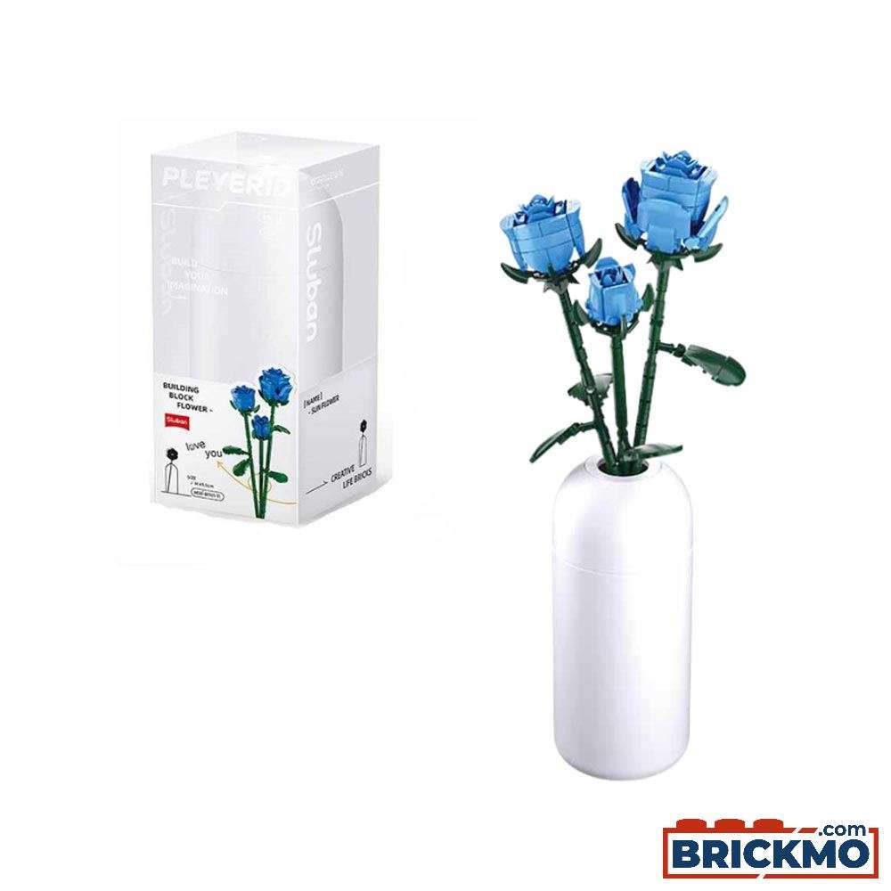 Sluban kék rózsa vázában M38-B1101-11