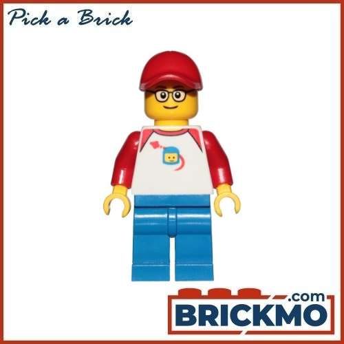 LEGO Bricks Minifigures Man Classic Space Shirt with Red Sleeves Blue Legs Red Cap trn247
