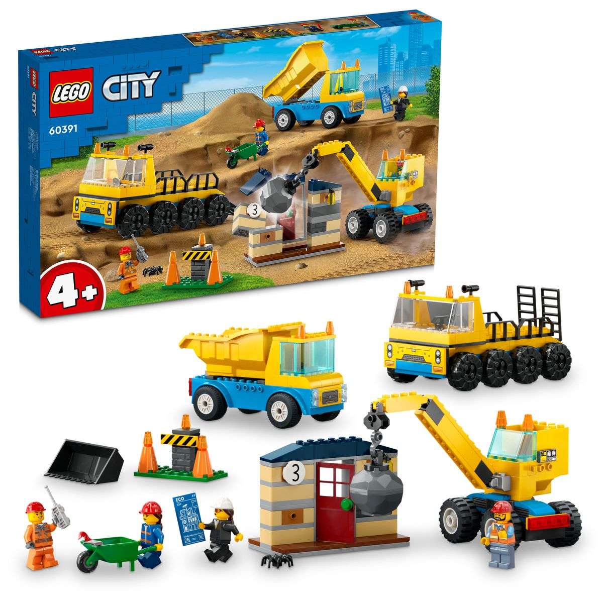 LEGO City 60391 Baufahrzeuge und Kran mit Abrissbirne 60391