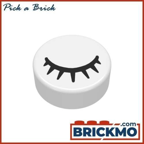 LEGO Bricks Tile Round 1 x 1 with Black Eye Closed with 7 Eyelashes Pattern 98138pb028
