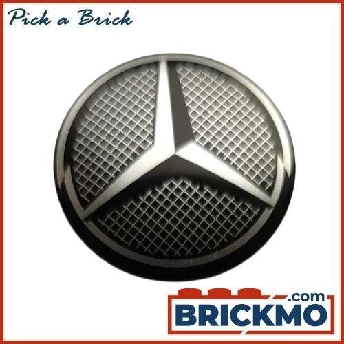 LEGO Bricks Minifigure Shield Circular Convex Face with Silver Grille and Mercedes-Benz Logo Pattern