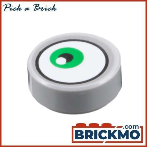 LEGO Bricks Tile Round 1x1 with White Eye with Off-Center Green Iris Pattern 98138pb140 35381pb140