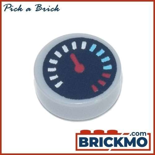 LEGO Bricks Tile Round 1 x 1 with Black Gauge with Red Pointer and White Medium Azure and Red Tick M
