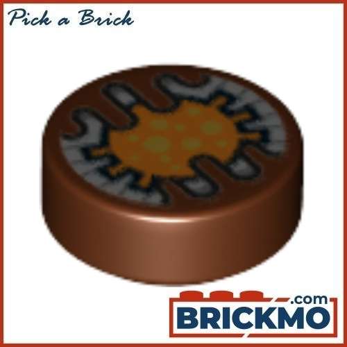 LEGO Bricks Tile Round 1 x 1 with Orange and Silver SW TT-8L/Y7 Gatekeeper Droid Electronic Eye with Gold Dots Pattern 98138pb289 35381pb289