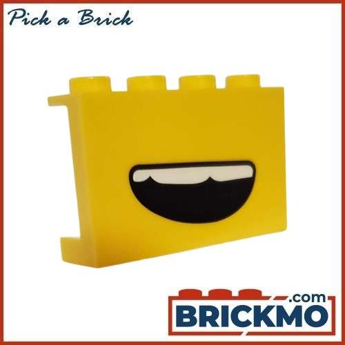 LEGO Bricks Panel Decorated 1 x 4 x 2 with Side Supports - Hollow Studs with Open Mouth Smile with Top Teeth Pattern 14718pb031