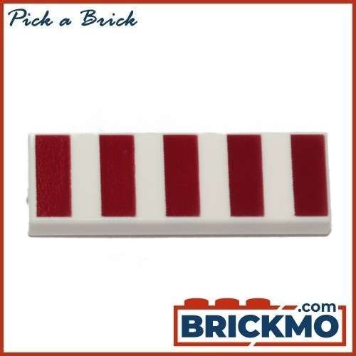 LEGO Bricks Tile 1x3 with 5 Dark Red Stripes Pattern 63864pb188