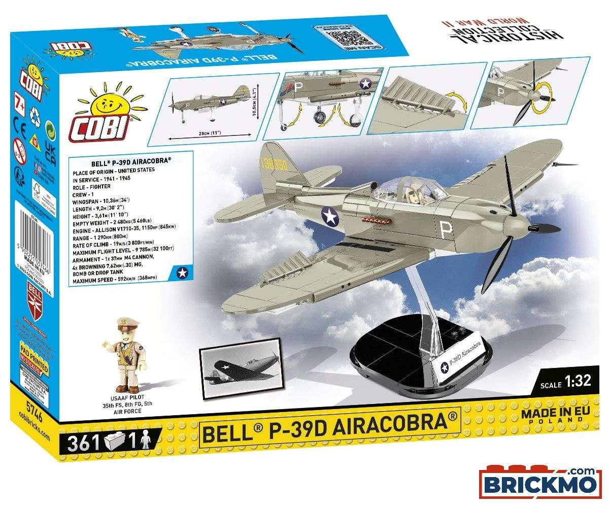 Cobi Historical Collection World War II 5746 Bell P-39D Airacobra Whit 5746