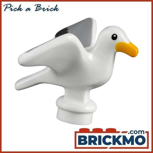 LEGO Bricks Animal Bird Seagull with Bright Light Orange Beak and Black and Light Bluish Gray Wings Pattern 12891pb01