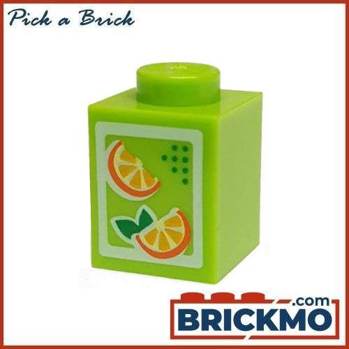 LEGO Bricks Brick 1 x 1 with Oranges Pattern (Juice Carton) 3005pb017