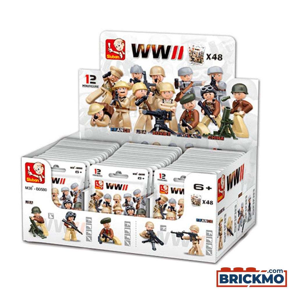 Sluban WWII World War 2 Minifiguren Display 48 Stück M38-B0580