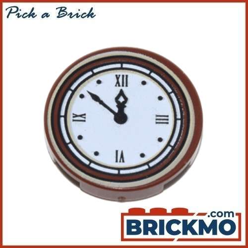 LEGO Bricks Tile Round 2 x 2 with Bottom Stud Holder with Clock with Roman Numerals Simple Pattern 14769pb133