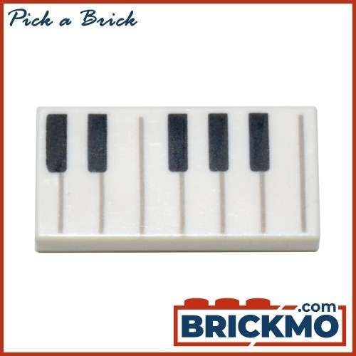 LEGO Bricks Tile 1x2 with Groove with Black and White Piano Keys Pattern 3069bpb0761