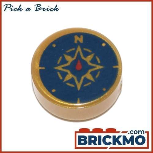 LEGO Bricks Tile Round 1 x 1 with Dark Blue Compass Rose and Red Needle Pattern 98138pb045 35381pb045
