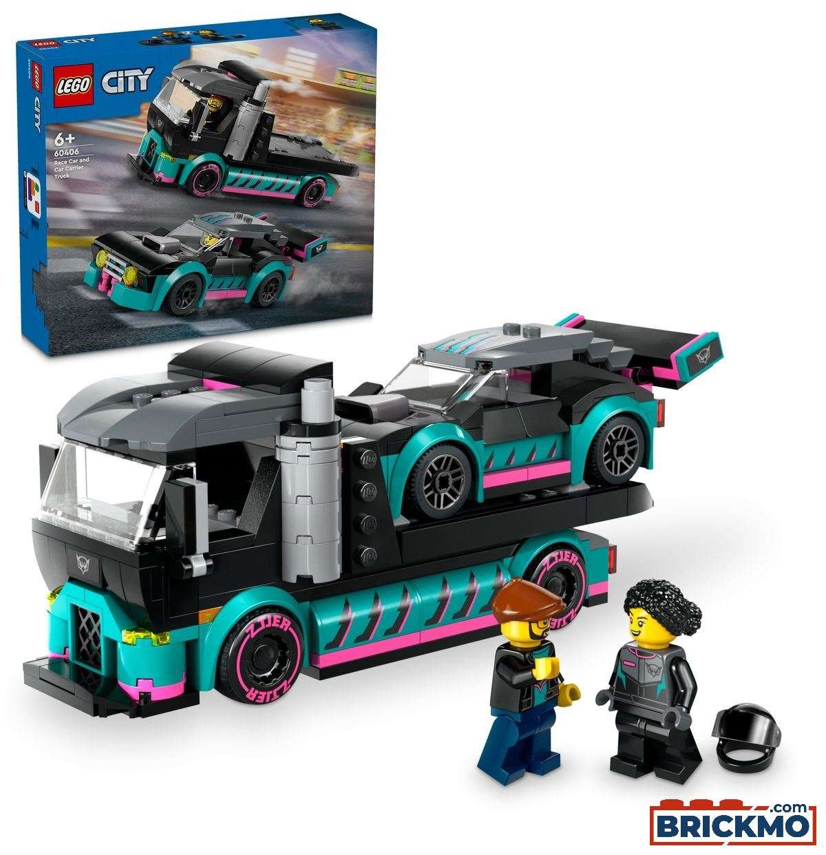 LEGO City 60406 Coche de Carreras y Camión de Transporte 60406