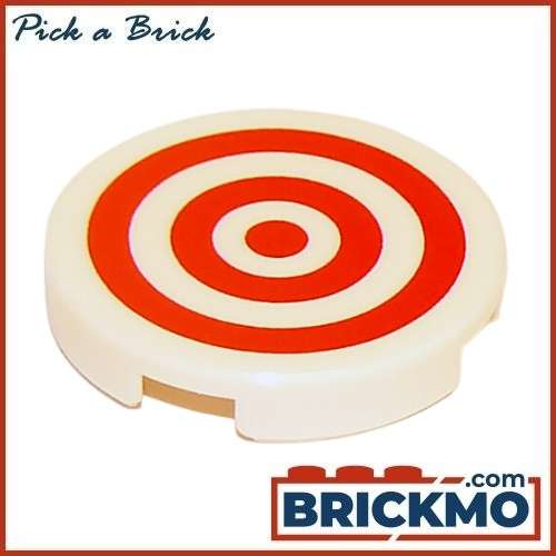 LEGO Bricks Tile, Round Decorated 2 x 2 with Bottom Stud Holder with Red Concentric Circles / Target