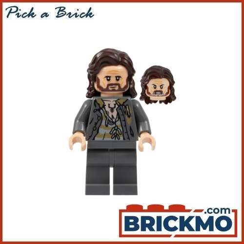 LEGO Bricks Sirius Black - Dark Brown Hair Dark Bluish Gray Jacket over Tattered Shirt Plain Legs hp