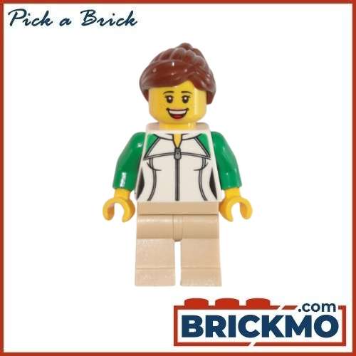 LEGO Bricks Minifigures Female Outline Sweatshirt with Zipper Tan Legs Reddish Brown Hair Female Pon