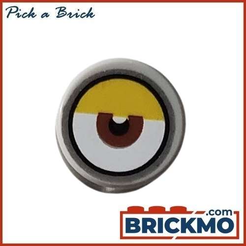 LEGO Bricks Tile Round 1x1 with White Eye with Center Reddish Brown Iris and Parially Closed Yellow Eyelid Pattern 98138pb142 35381pb142