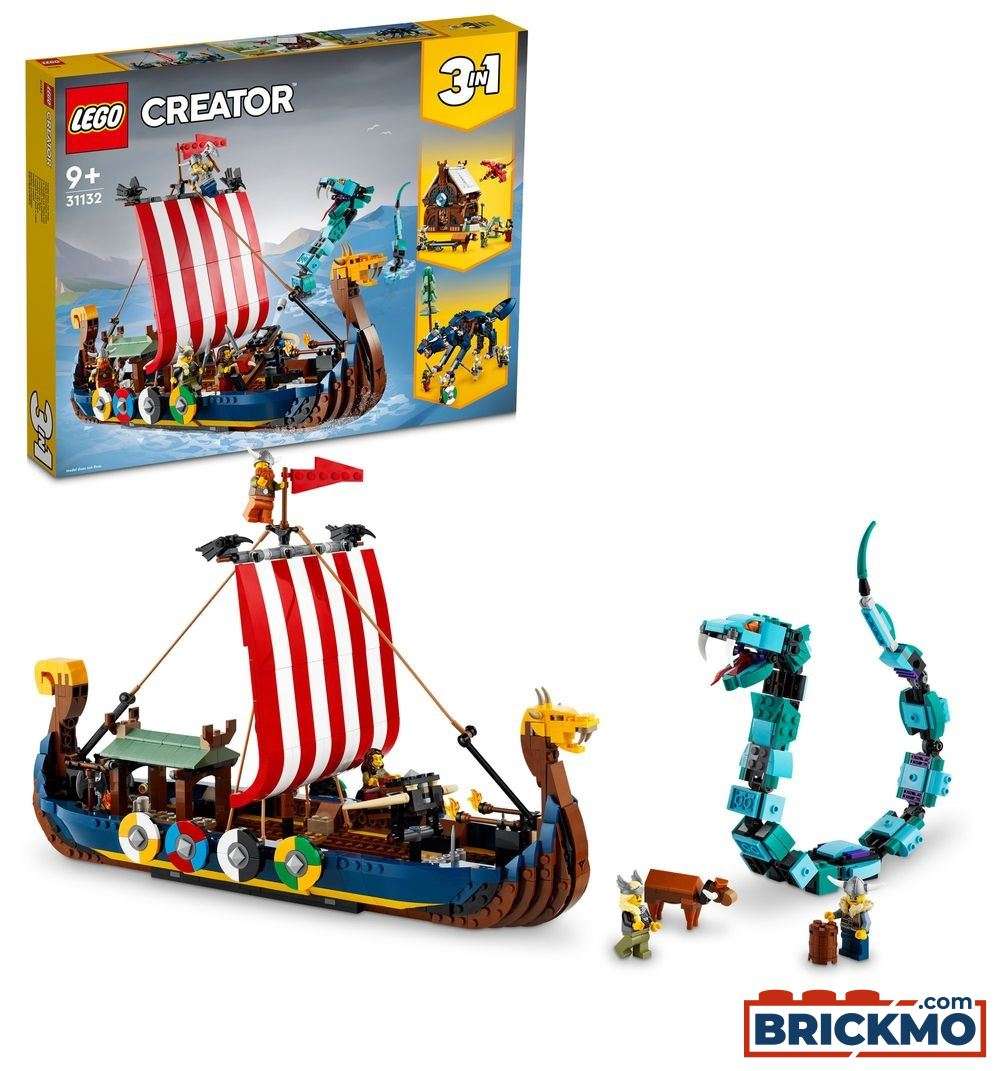 LEGO Creator 3-in-1 31132 Wikingerschiff mit Midgardschlange 31132